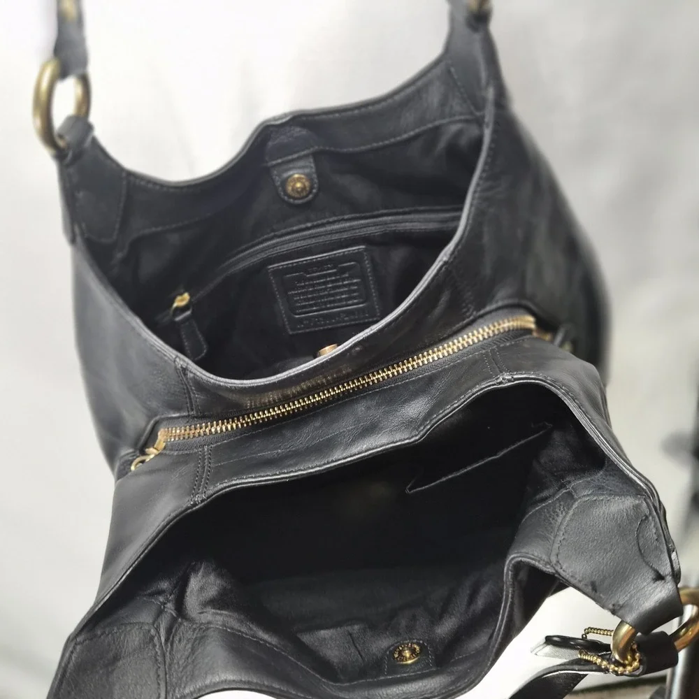 Y2k Coach Campbell F24686 Black Leather Hobo Shoulder Bag Purse Handbag